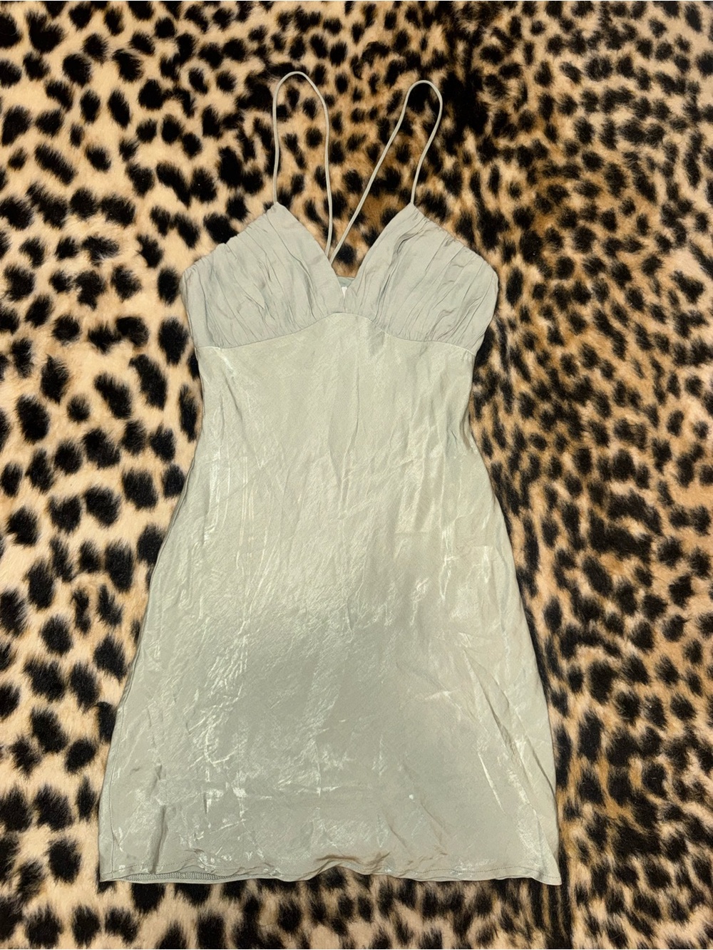 Princess Polly Sage Green Slip Mini Dress with Spaghetti Straps